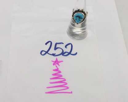 Navajo Ring 925 Silver Sleeping Beauty Turquoise Artist Signed SC C.80's