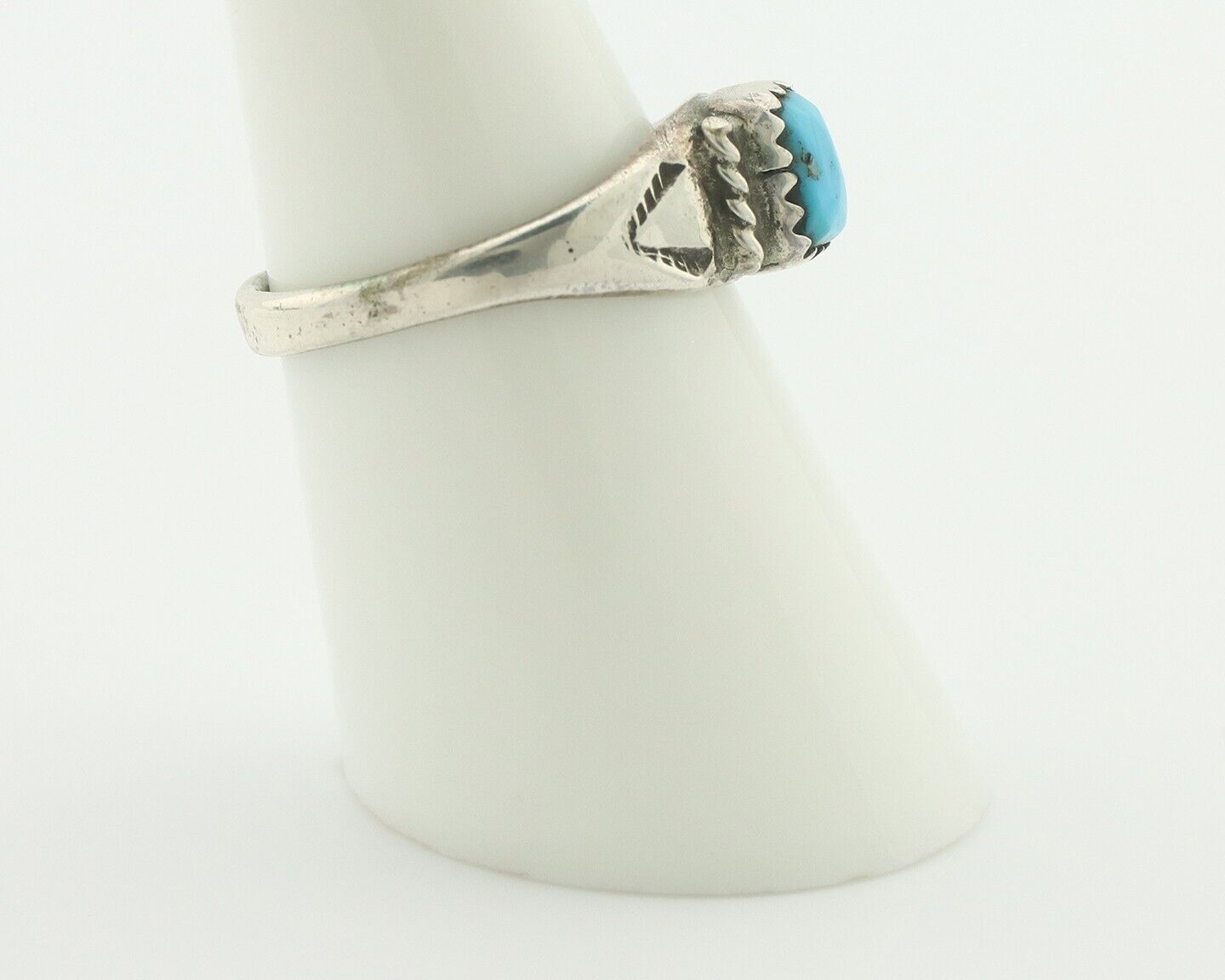 Navajo Ring .925 Silver Sleeping Beauty Turquoise Native American Artist C.80's