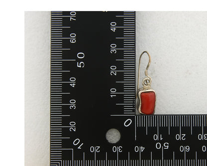 Navajo Earrings 925 Silver Natural Coral Native American Artist C.80's