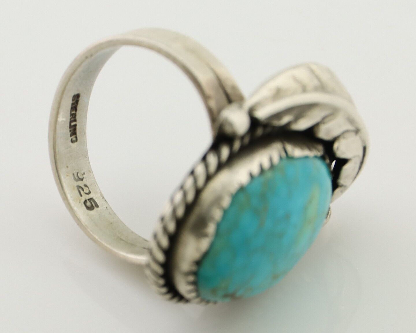 Navajo Ring 925 Silver Spiderweb Turquoise Native Artist C.80's