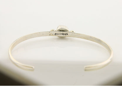 Navajo Bracelet .925 Silver Mediterranean Red Coral Cuff Native Artist C.80's