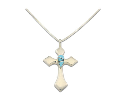 Navajo Cross Necklace Sterling Silver Authentic Natural Gemstones Signed M