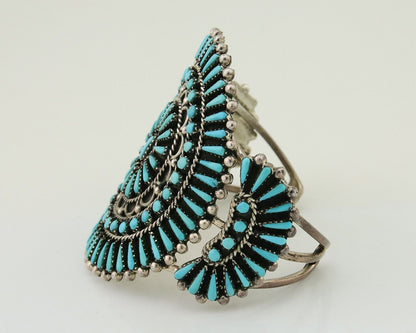 Men Navajo Bracelet 925 Silver Natural Blue Turquoise Signed Benson Yazzie C80s