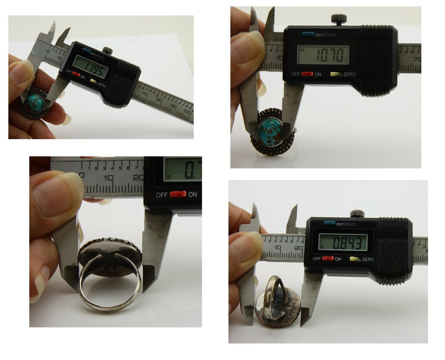 Navajo Handmade Ring 925 Silver Nevada Turquoise Native Artist C.80's