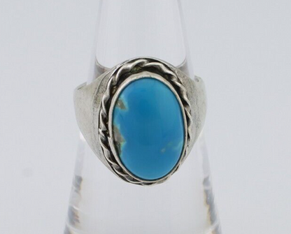 Navajo Ring 925 Silver Natural Blue Turquoise Native American Artist C.80's