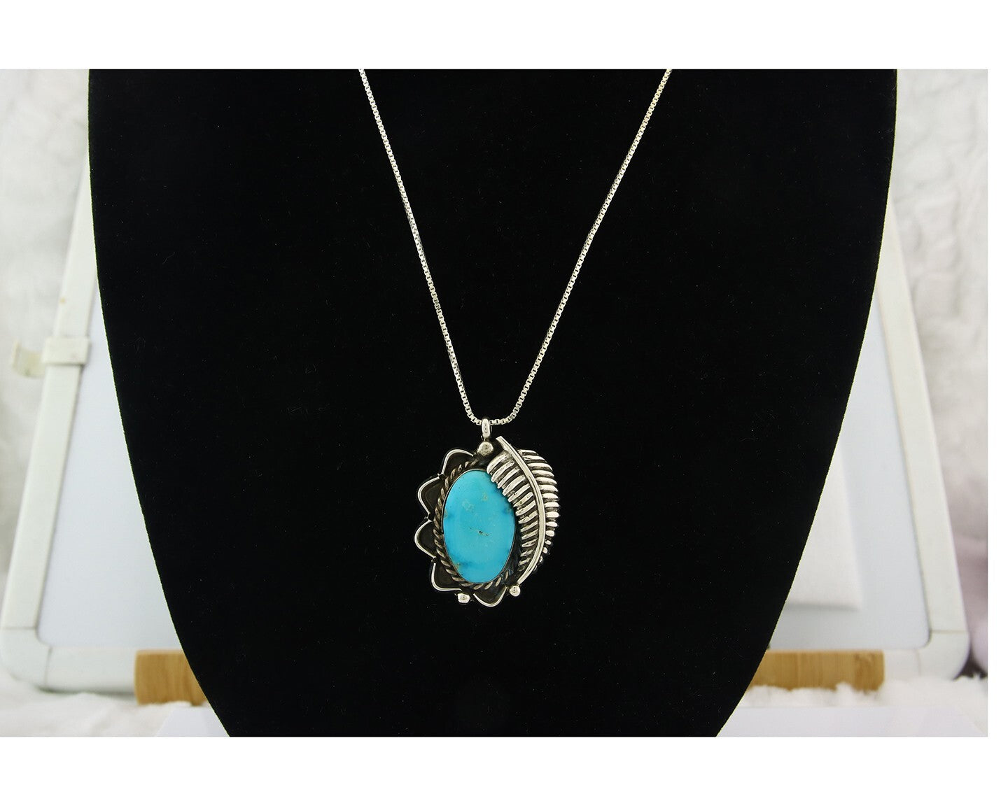 Navajo Sterling Silver Necklace Authentic Turquoise Vintage Handmade