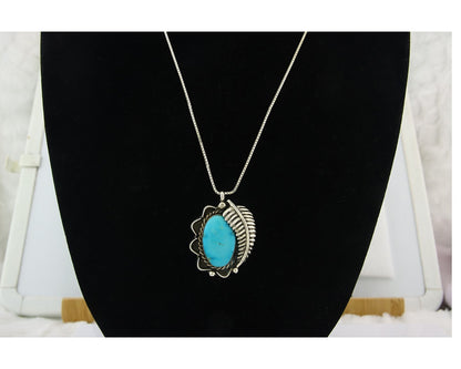 Navajo Sterling Silver Necklace Authentic Turquoise Vintage Handmade