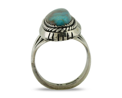 Navajo Handmade Ring 925 Silver Nevada Turquoise Artist Signed TS C.80's