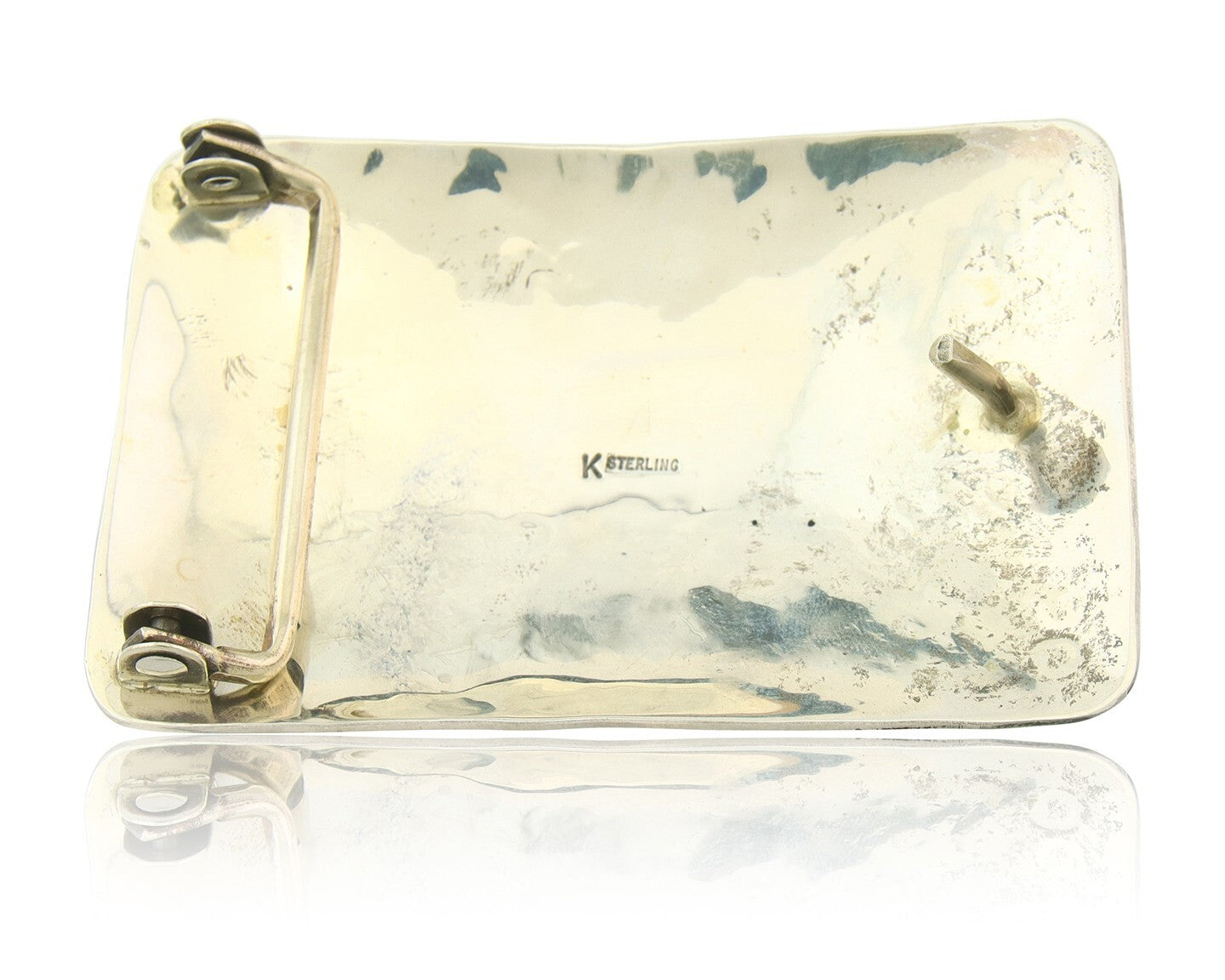 Vintage Navajo Belt Buckle 925 Silver Natural Turquoise Signed Kevin Yazzie