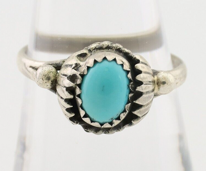 Navajo Ring 925 Silver Kingman Turquoise Native American Artist Made In 1985