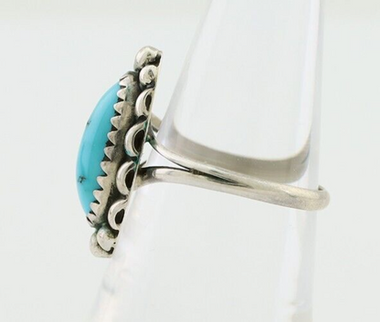 Navajo Ring 925 Silver Sleeping Beauty Turquoise Artist Signed SC C.80's