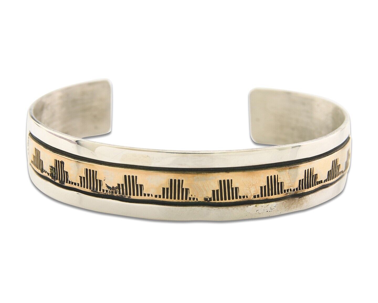 Navajo Bracelet 925 Silver & 12K Gold Cuff Artist Signed Randall Endito C.80's