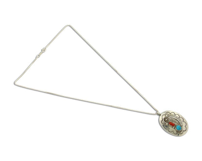 Navajo Necklace 925 Silver Spiderweb Turquoise Native American Artist C.80's