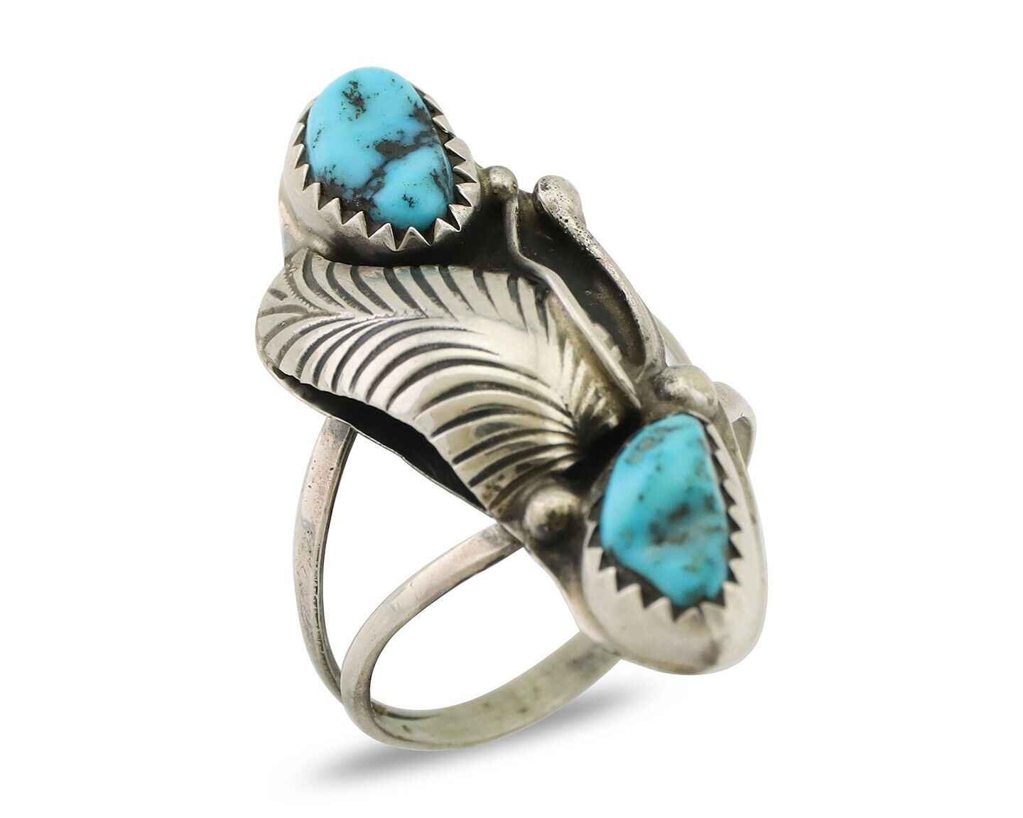 Navajo Handmade Ring 925 Silver Kingman Turquoise Native American Artist C.80's