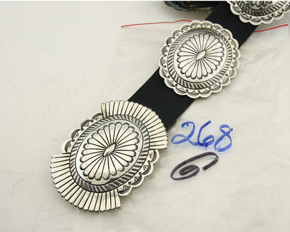 Navajo Concho Belt Sterling Silver Handmade Vintage Signed Suzie James