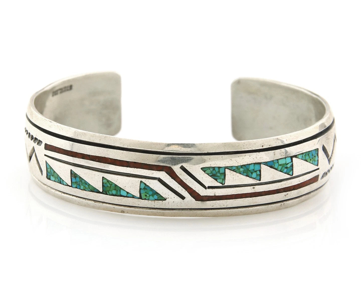 Navajo Cuff Bracelet Sterling Silver Authentic Turquoise Signed Stanley Bain