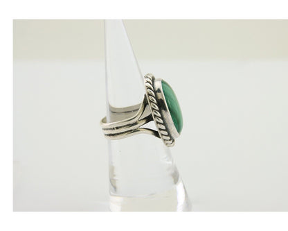 Navajo Ring 925 Silver Natural Malachite Native American Artist C.80's