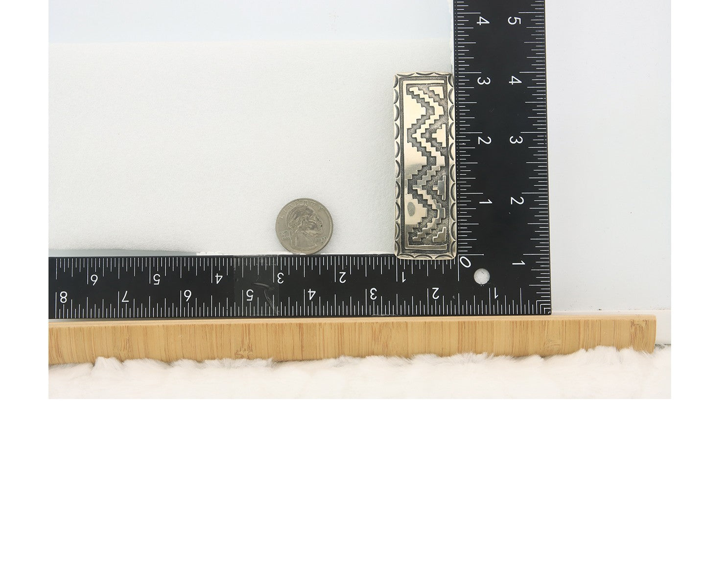 Vintage Navajo Barrette 925 Sterling Silver Hand Stamped Signed DB