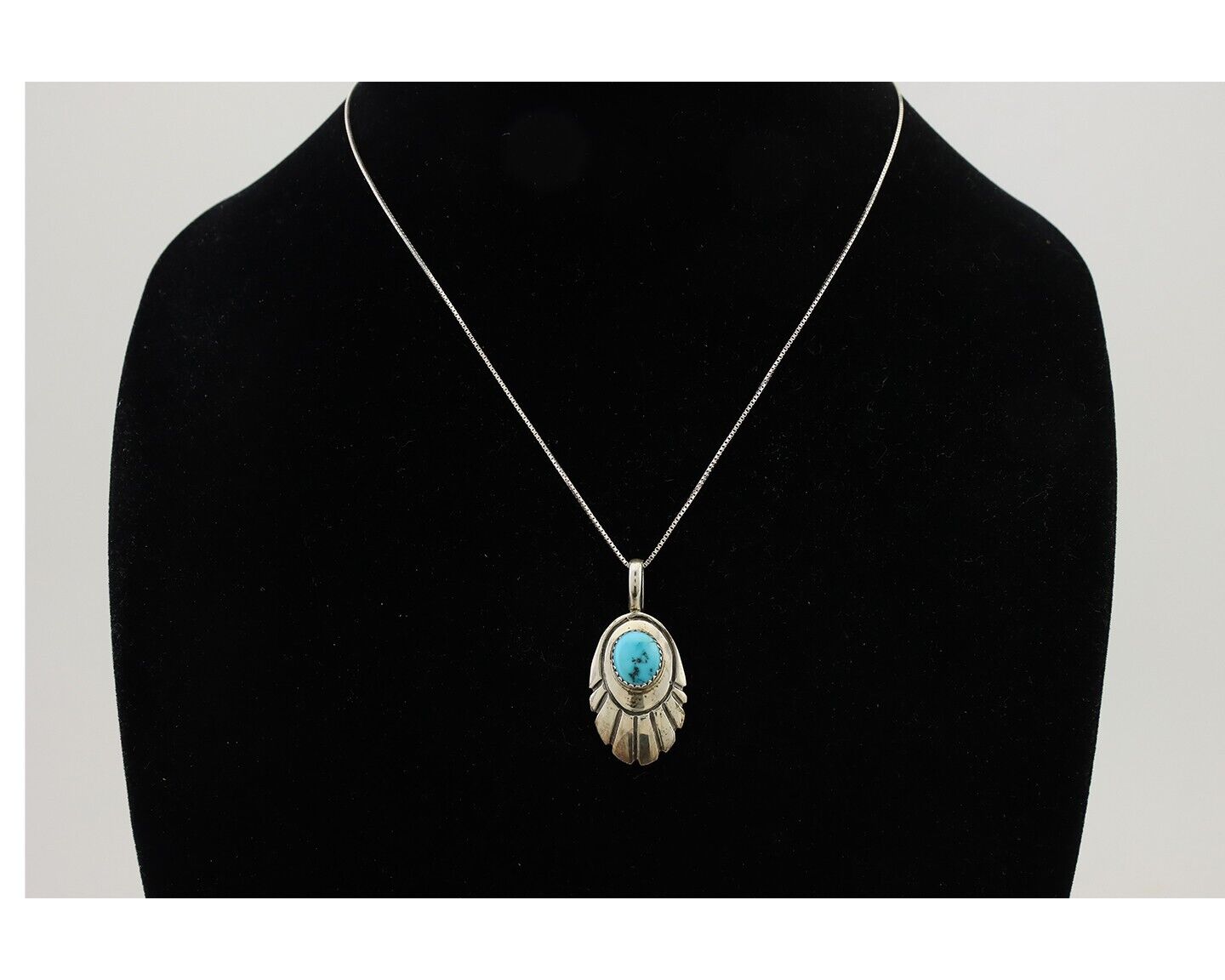 Navajo Necklace Pendant 925 Silver Turquoise Native American Artist C.80's