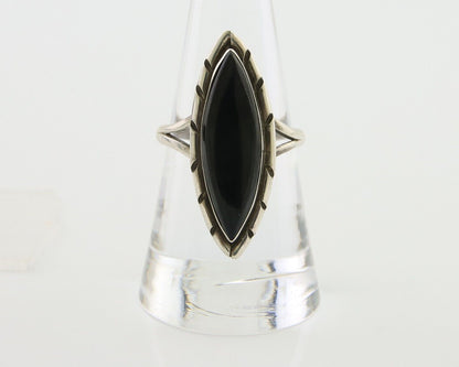 Navajo Handmade Ring 925 Silver Black Onyx Artist Signed M #10 C.80's