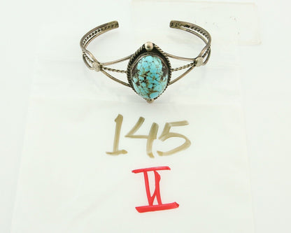 Navajo Bracelet 925 Silver Natural Blue Turquoise Native American Artist C.80s