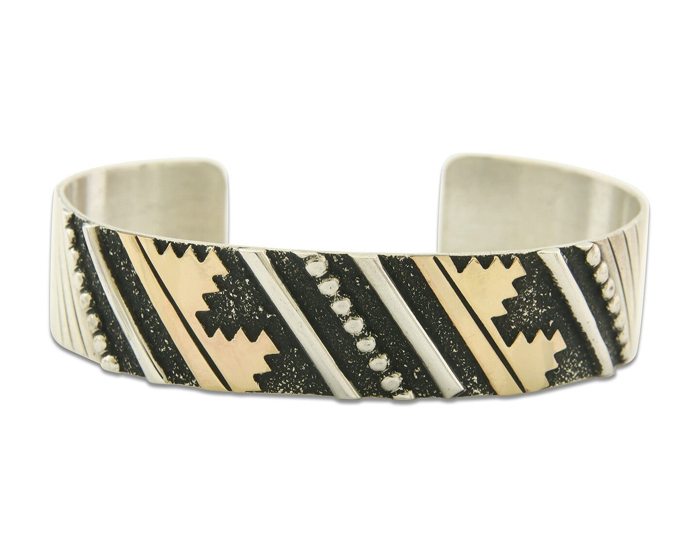 Navajo Bracelet Gold & 925 Silver Handmade 16 mm Wide Signed Thomas Singer C80s