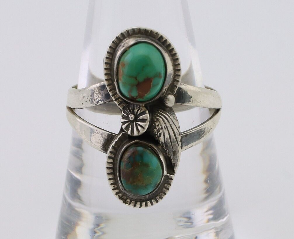 Navajo Ring 925 Silver Natural Turquoise Artist Signed Tom Willeto C.80's