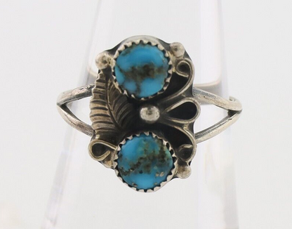 Navajo Ring 925 Silver Kingman Turquoise Native American Artist C.80's