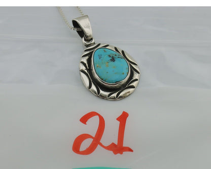 Navajo Necklace .925 Silver Kingman Turquoise Signed C Montoya C.80's