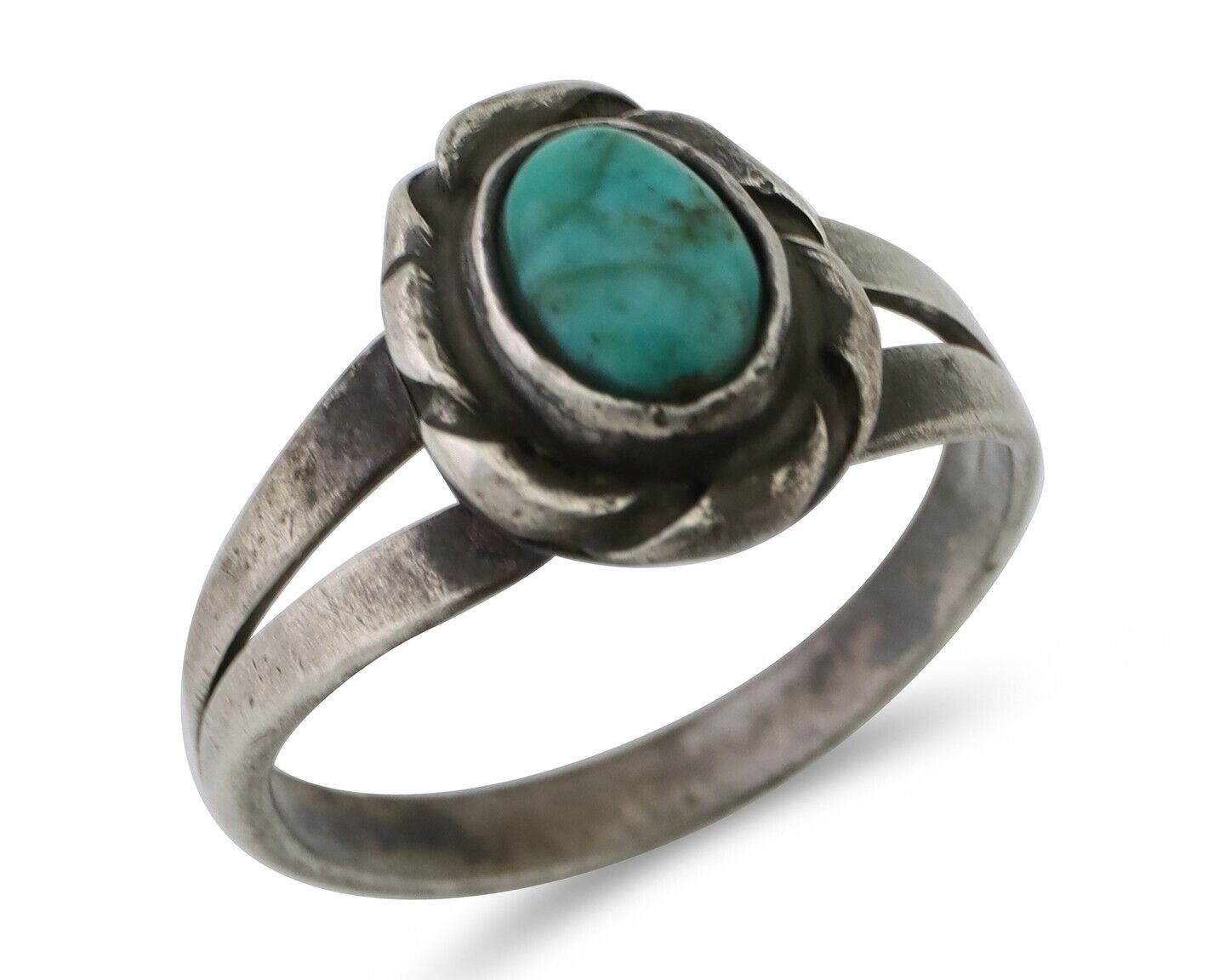 Navajo Ring 925 Silver Kingman Turquoise Native American Artist C.80's