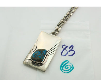 Navajo Bead Necklace 925 Sterling Silver Nugget Turquoise Vintage Signed C.80's