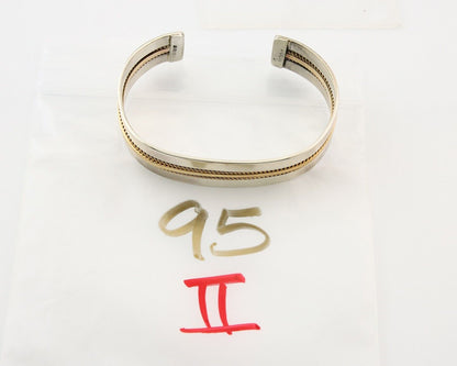 Navajo Bracelet 925 Silver Native American Handmade Yellow Gold Plated Cuff C80s