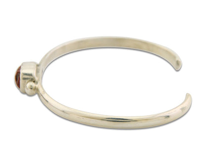 Navajo Bracelet .925 Silver Mediterranean Red Coral Cuff Native Artist C.80's