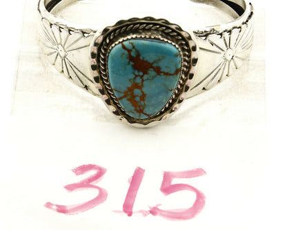 Navajo Bracelet .925 Silver Natural Mined Turquoise Signed DZ C.80's