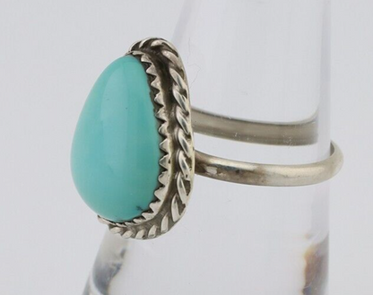 Navajo Ring 925 Silver Natural Turquoise Native American Artist C.80's