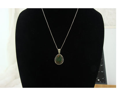 Navajo Necklace Earrings Set Sterling Silver Turquoise Vintage Authentic Sign AB