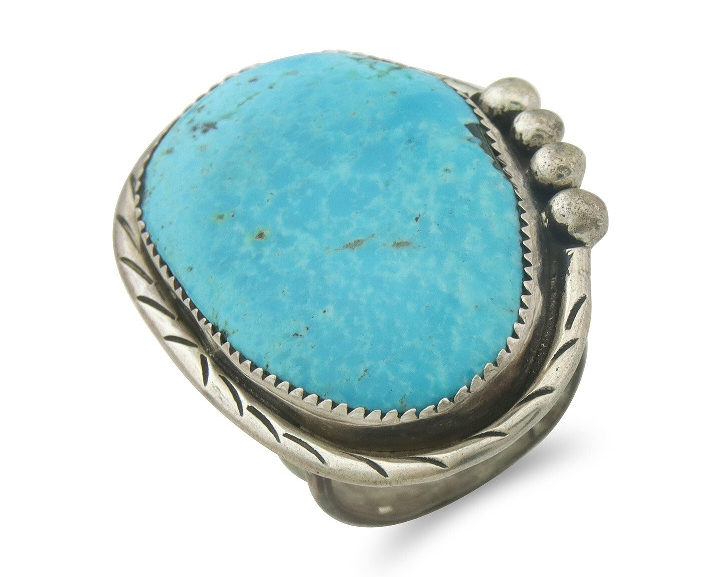 Vintage Navajo Ring 925 Sterling Turquoise Signed Richard Hoskie Size 10.75