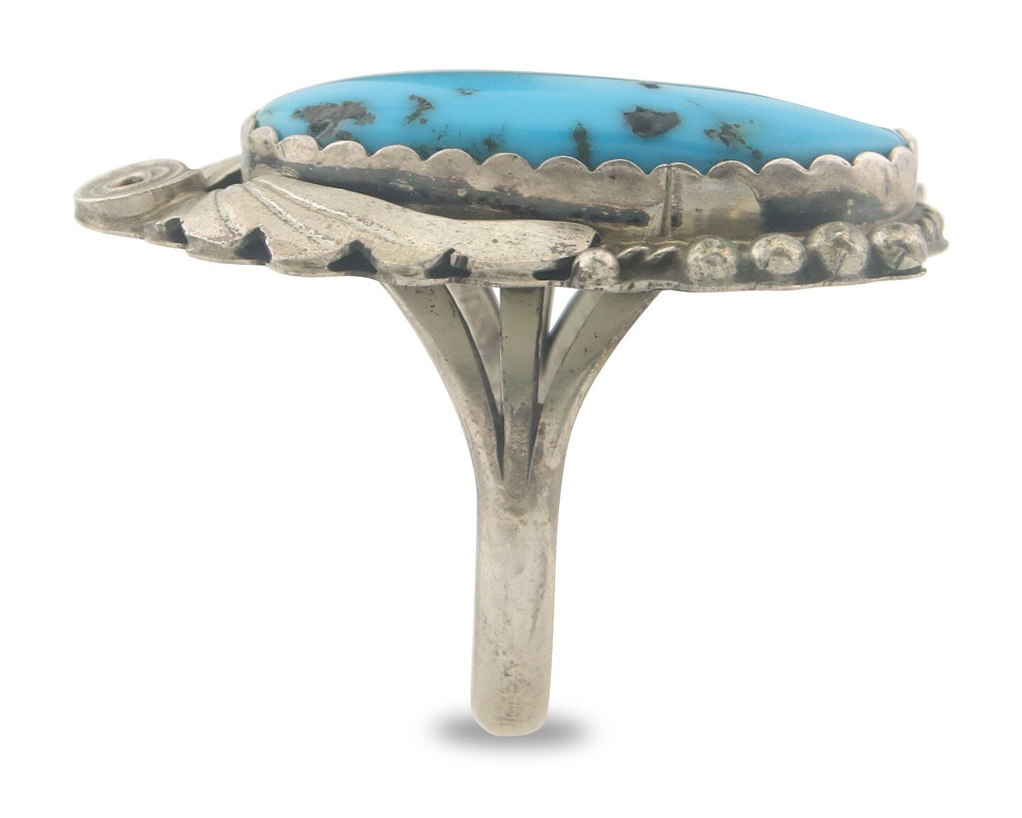 Vintage Navajo Ring 925 Sterling Authentic Turquoise Signed Justin Morris Sz 10