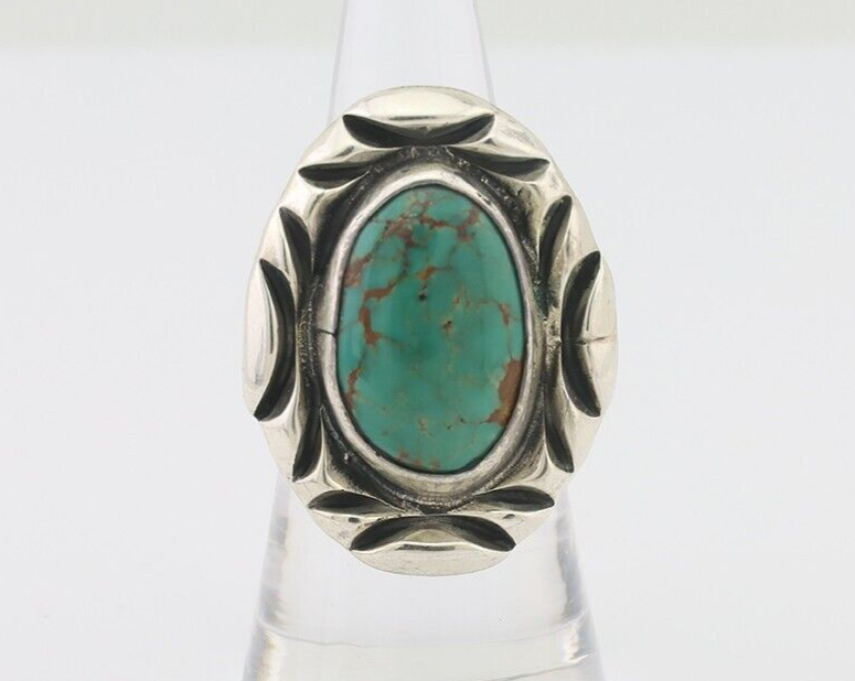 Navajo Ring 925 Silver Kingman Turquoise Native Artist Signed C Montoya C.80's