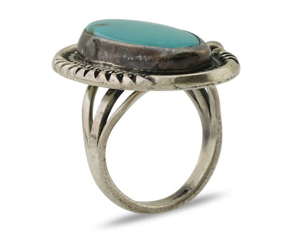 Navajo Ring 925 Silver Kingman Turquoise Signed M Begay C.80's