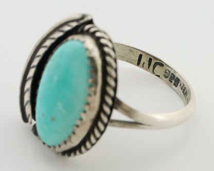 Navajo Ring 925 Silver Blue Kingman Turquoise Native American Artist C.80's