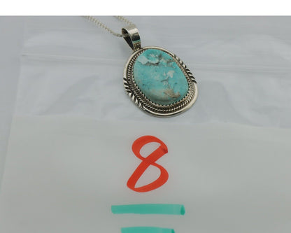 Navajo Necklace 925 Silver Kingman Turquoise Signed Anna Begay C.80's