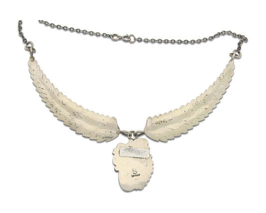 Vintage Navajo Necklace 925 Silver Coral & Turquoise Artist Signed S Handmade