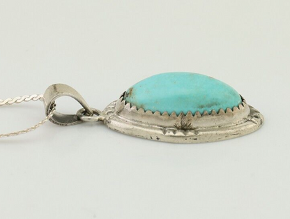 Navajo Necklace 925 Silver Kingman Turquoise Native American Artist C.90s