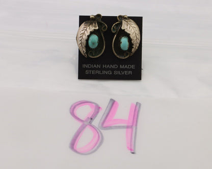 Navajo Earrings 925 Silver Natural Turquoise Native American Artist C.80's