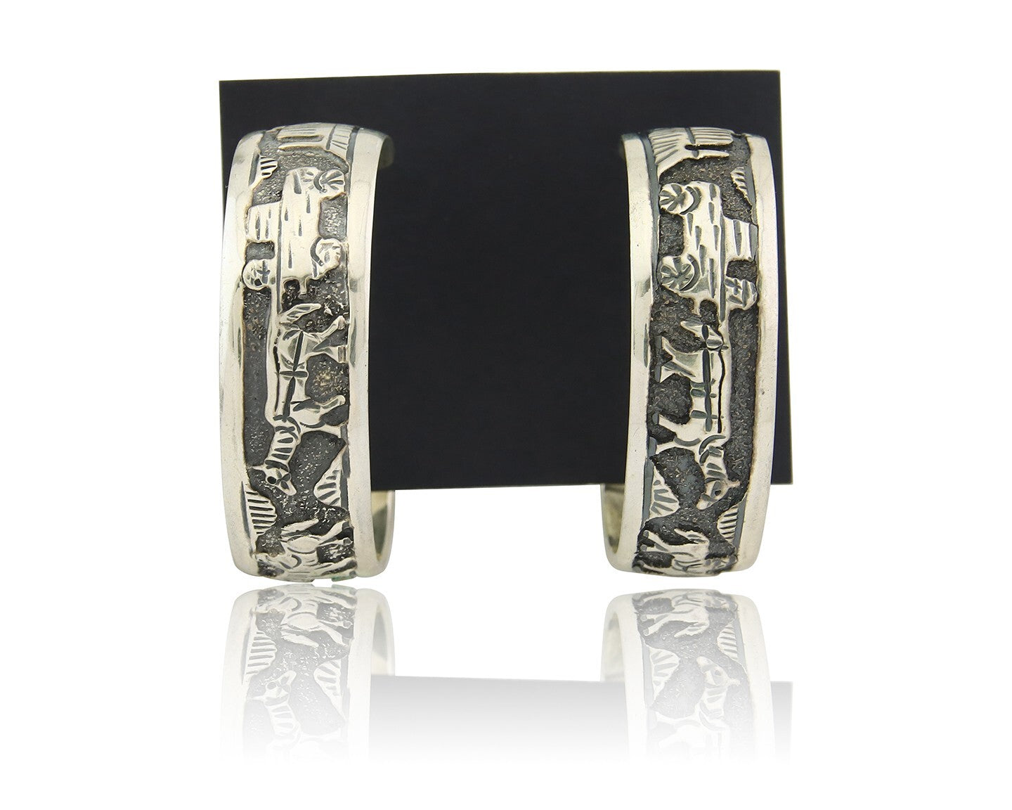 Navajo Hoop Earrings Sterling Silver Vintage Authentic Signed TSK