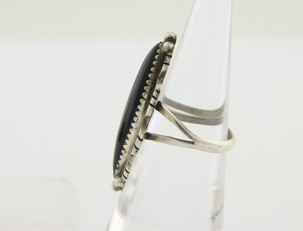 Navajo Handmade Ring 925 Silver Black Onyx Native American Artist C.80's