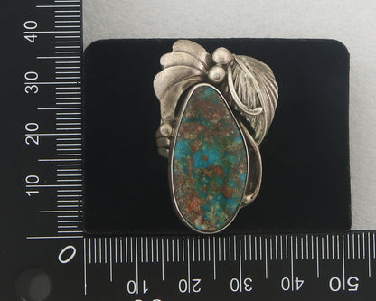 Vintage Navajo Ring 925 Sterling Authentic Turquoise Sign Justin Morris Sz 7.25