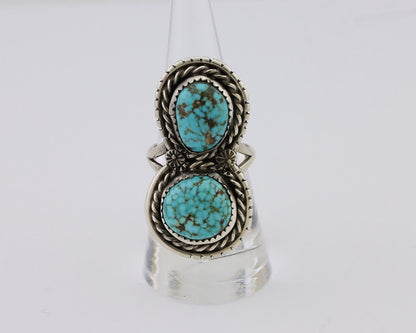 Navajo Ring 925 Silver Natural Spiderweb Turquoise Signed Tom Willeto C.80's