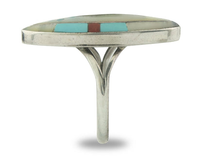 Vintage Zuni Ring 925 Sterling Silver Natural Gemstone Size 5.75